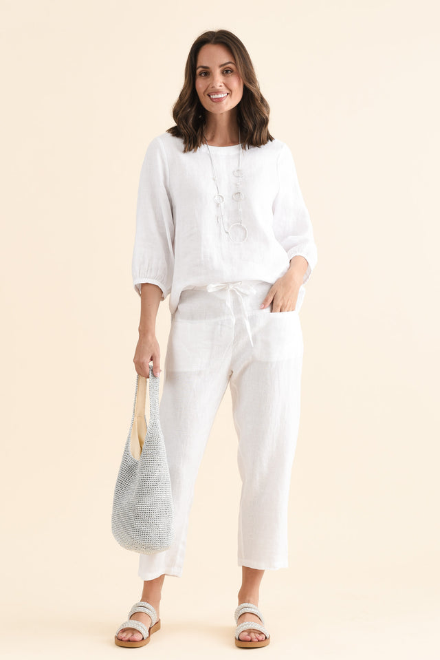 Oman White Linen Drawstring Pants