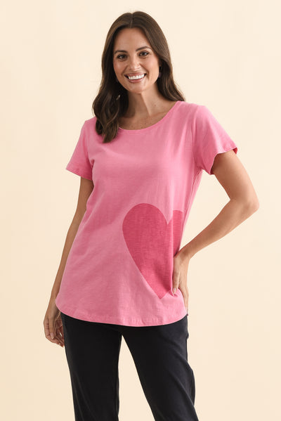 One Heart Blush Pink Cotton Tee
