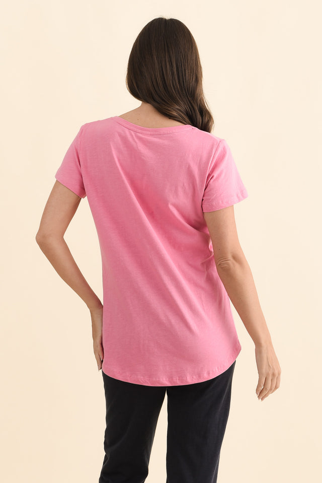 One Heart Blush Pink Cotton Tee,Brunette model,alt text|model:MJ image 5