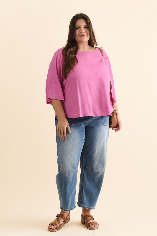 Ophelia Pink Scoop Neck Top,Brunette model,alt text|model:Gabby image 10
