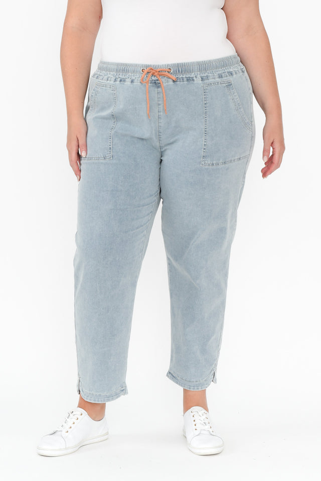 Orbe Light Blue Denim Drawstring Jeans,Blonde model,plus-size,curve-bottoms,plus-size-jeans,alt text|model:Caitlin image 9