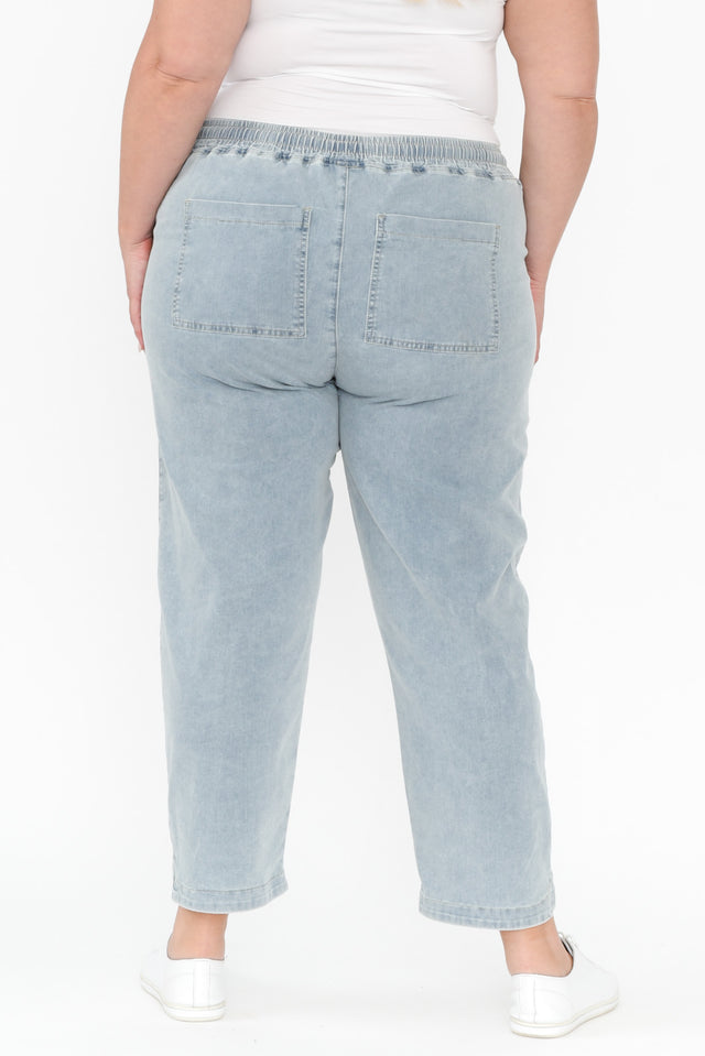 Orbe Light Blue Denim Drawstring Jeans,Blonde model,alt text|model:Caitlin image 12