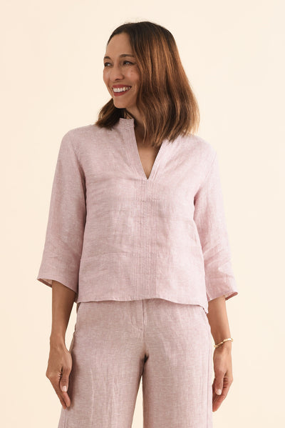 Oregon Blush Linen Top