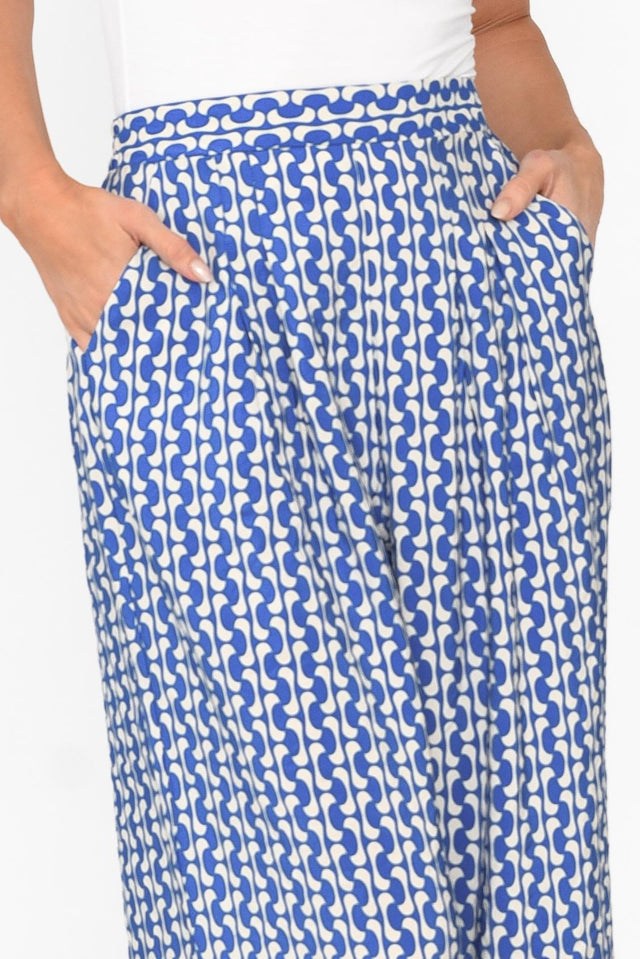 Orella Blue Geo Wide Leg Pants