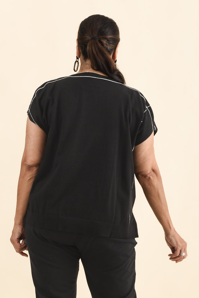 Orla Black Cotton Blend Knit Top,Brunette model,alt text|model:Pilita image 11