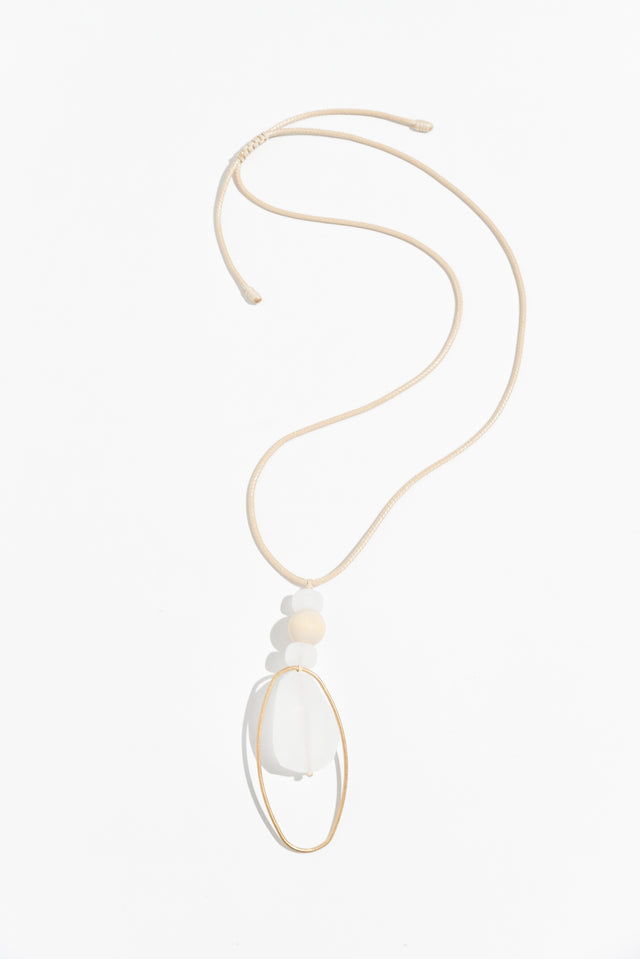 Orsola White Beaded Pendant Necklace image 1