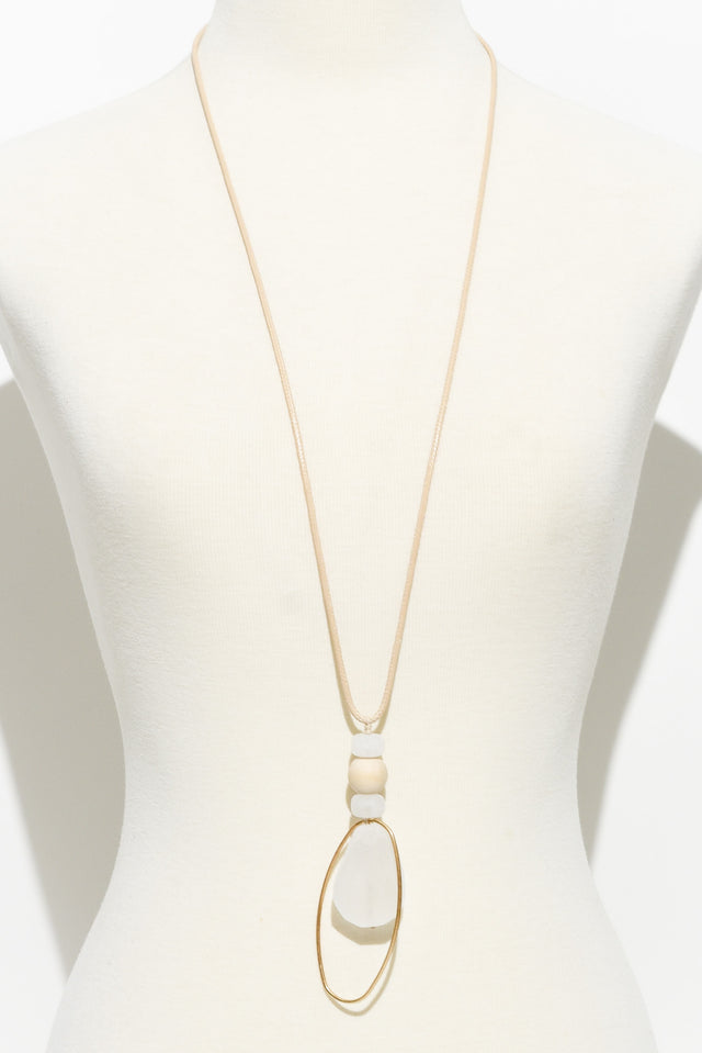 Orsola White Beaded Pendant Necklace image 2