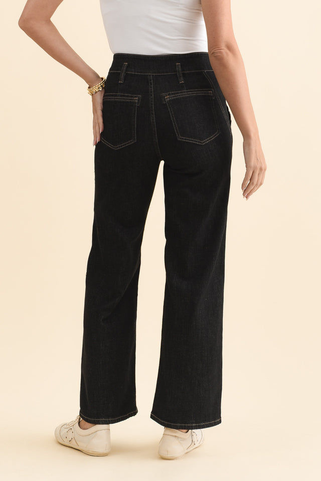 Orwell Black Straight Leg Jeans,Brunette model,alt text|model:MJ image 5