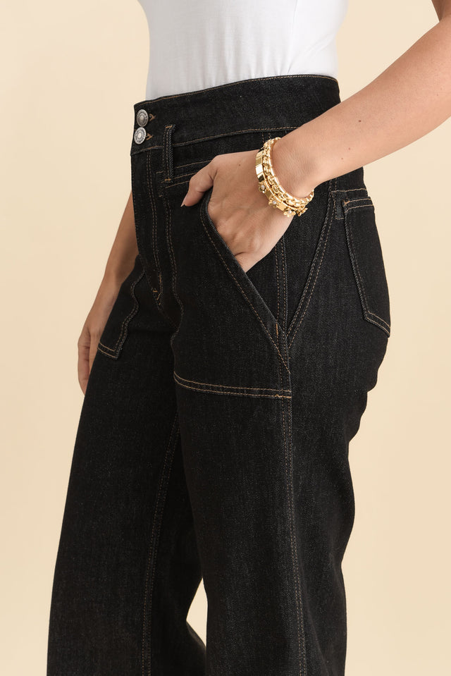 Orwell Black Straight Leg Jeans,Brunette model,alt text|model:MJ image 6