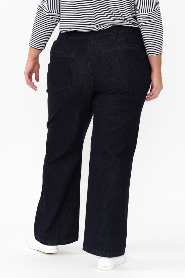 Orwell Dark Blue Straight Leg Jeans,Blonde model,alt text|model:Caitlin image 12