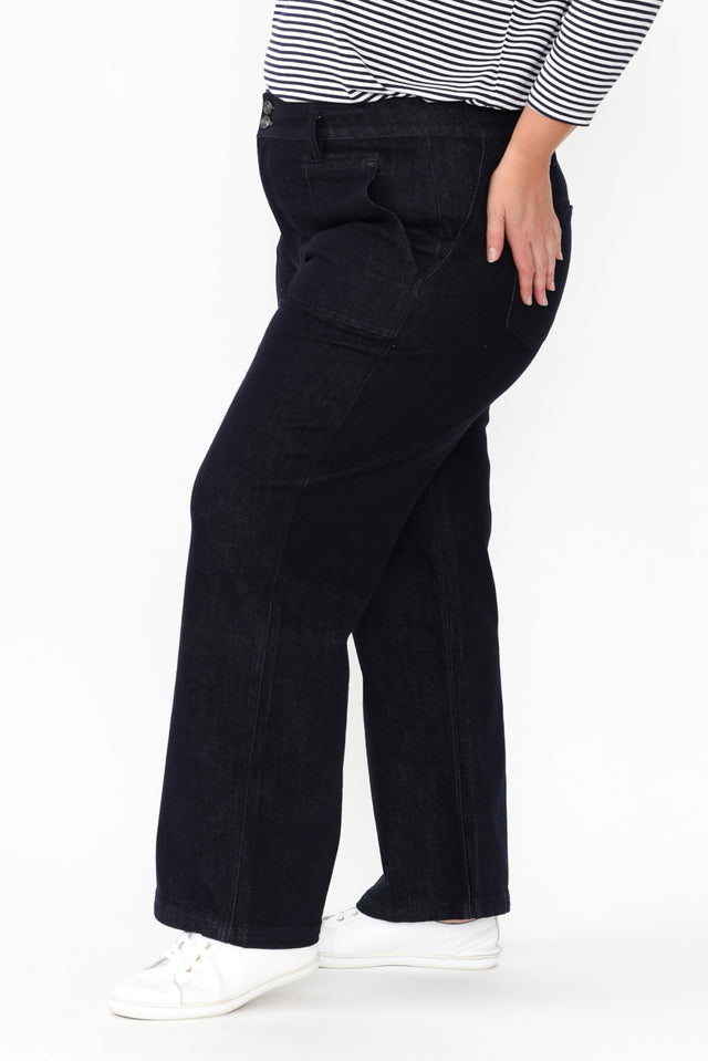 Orwell Dark Blue Straight Leg Jeans,Blonde model,alt text|model:Caitlin image 11