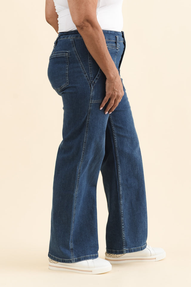 Orwell Mid Blue Straight Leg Jeans,Brunette model,alt text|model:Pilita image 10