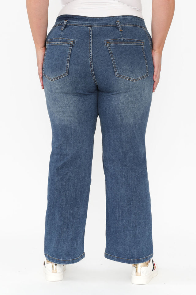 Orwell Mid Blue Straight Leg Jeans,Blonde model,alt text|model:Caitlin image 15