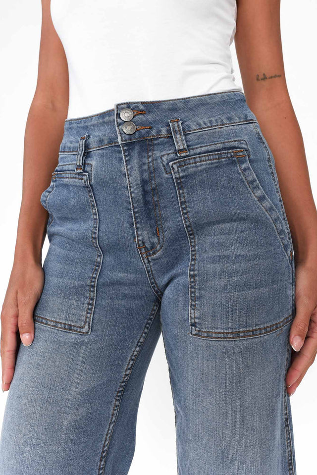Orwell Mid Blue Wide Leg Jeans