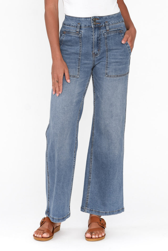 Orwell Mid Blue Wide Leg Jeans