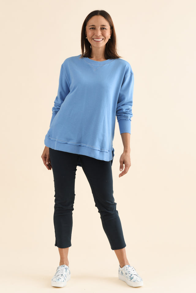 Osbourne Light Blue Cotton Sweatshirt,Full Body,Brunette model,alt text|model:Cara image 6