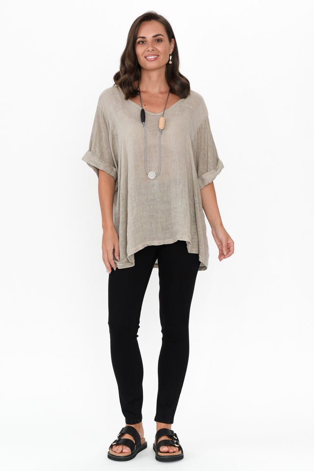 Oversized Anna Natural Linen Tee