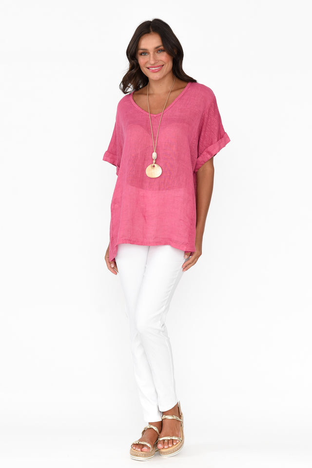 Oversized Anna Pink Linen Tee
