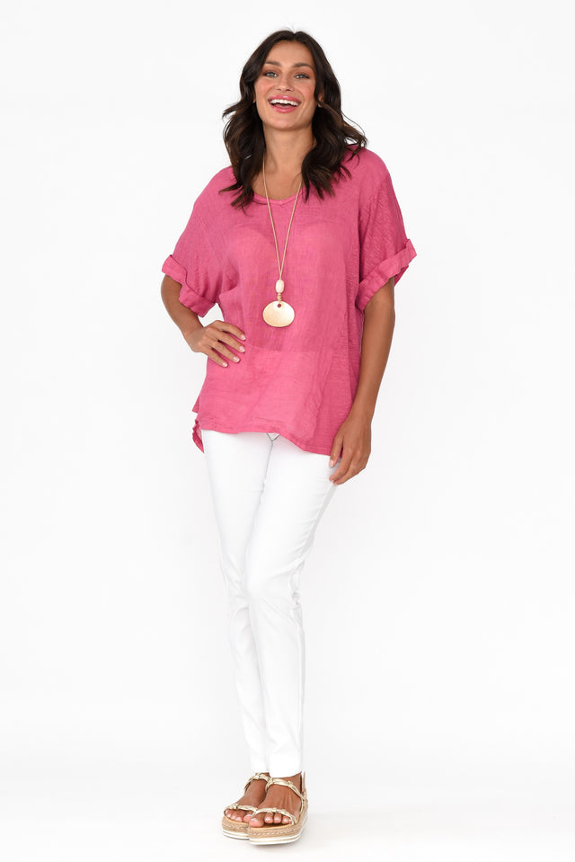 Oversized Anna Pink Linen Tee