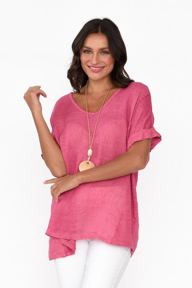 Oversized Anna Pink Linen Tee