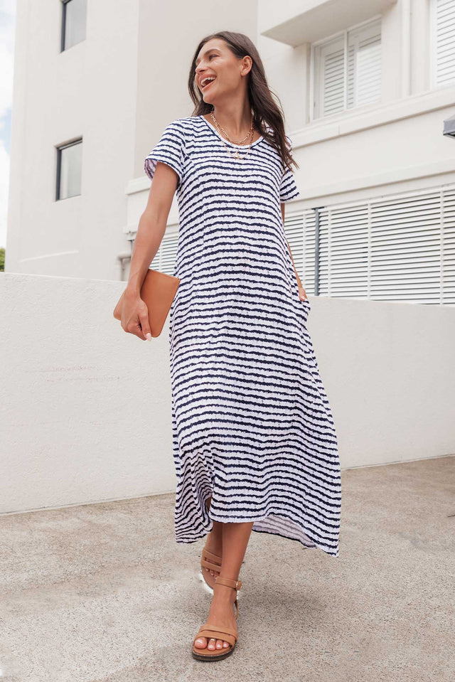 Patrick Navy Stripe Cotton Pocket Dress image 1