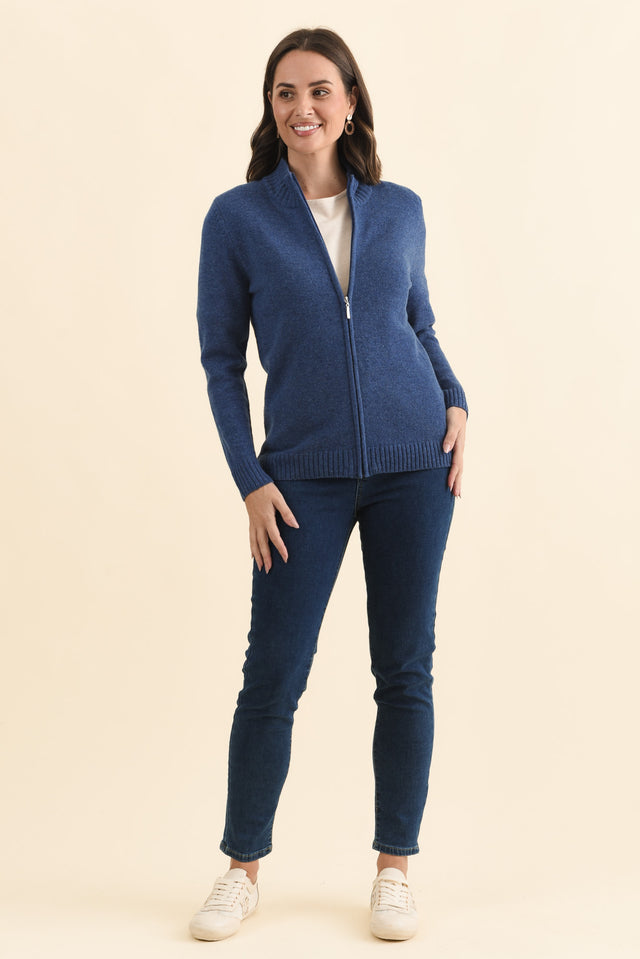 Pacey Blue Wool Zip Jacket,Brunette model,alt text|model:MJ image 7