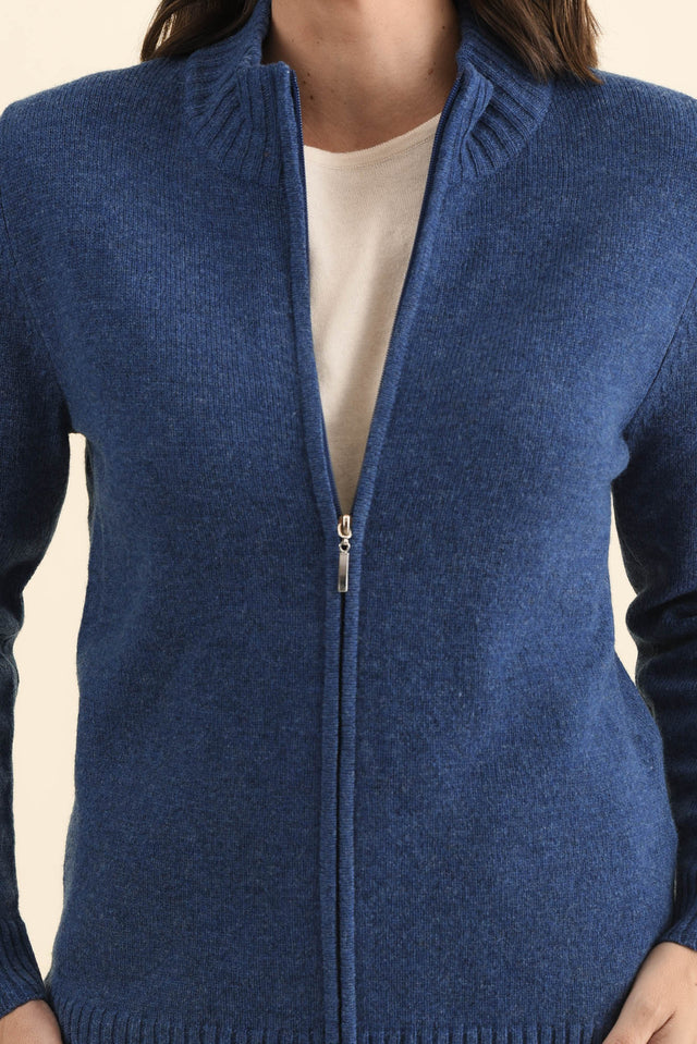 Pacey Blue Wool Zip Jacket,Brunette model,alt text|model:MJ image 6