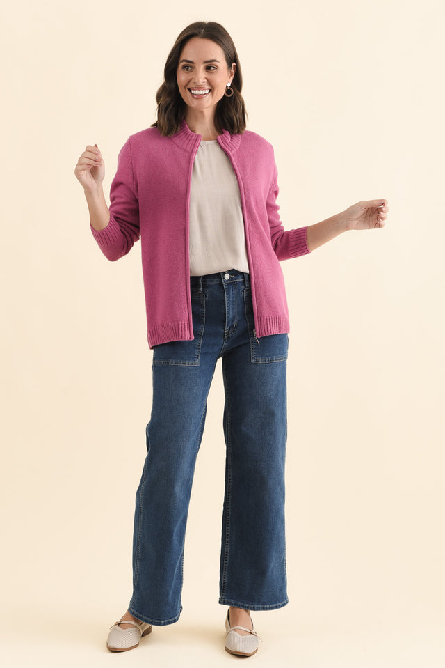 Pacey Pink Wool Zip Jacket,Brunette model,alt text|model:MJ image 7