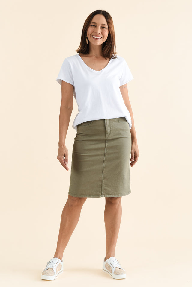 Palin Khaki Zip Front Skirt image 7