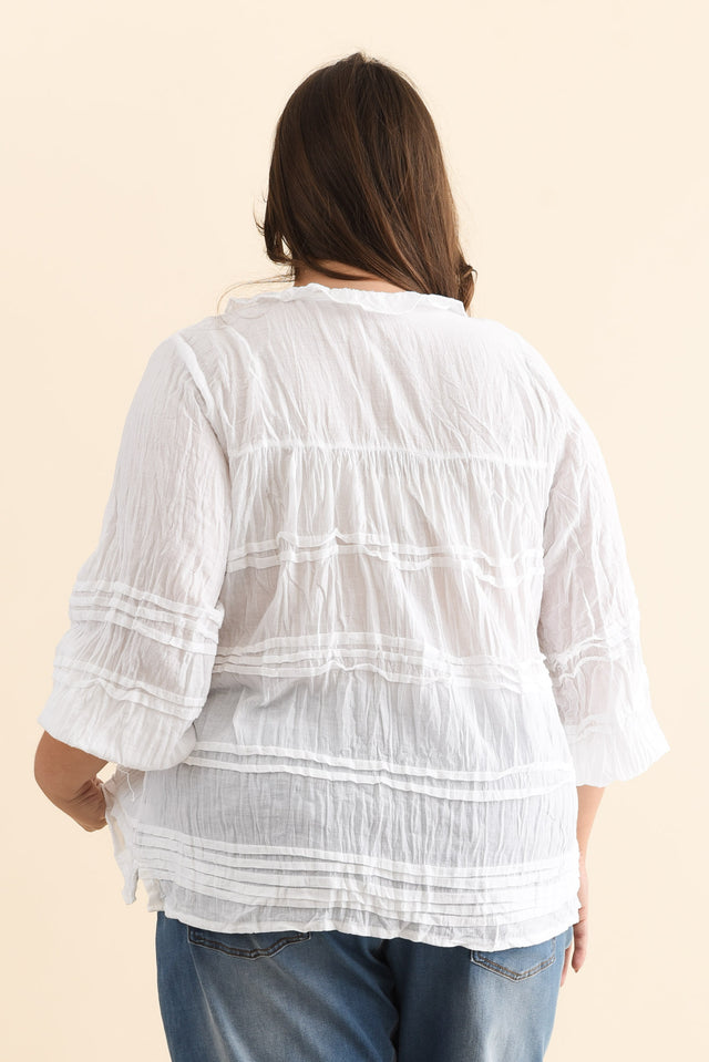 Palmer White Cotton Long Sleeve Top,Brunette model,alt text|model:Gabby image 13