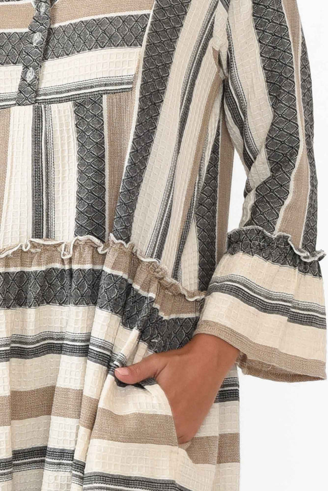 Paloma Natural Stripe Cotton Midi Dress
