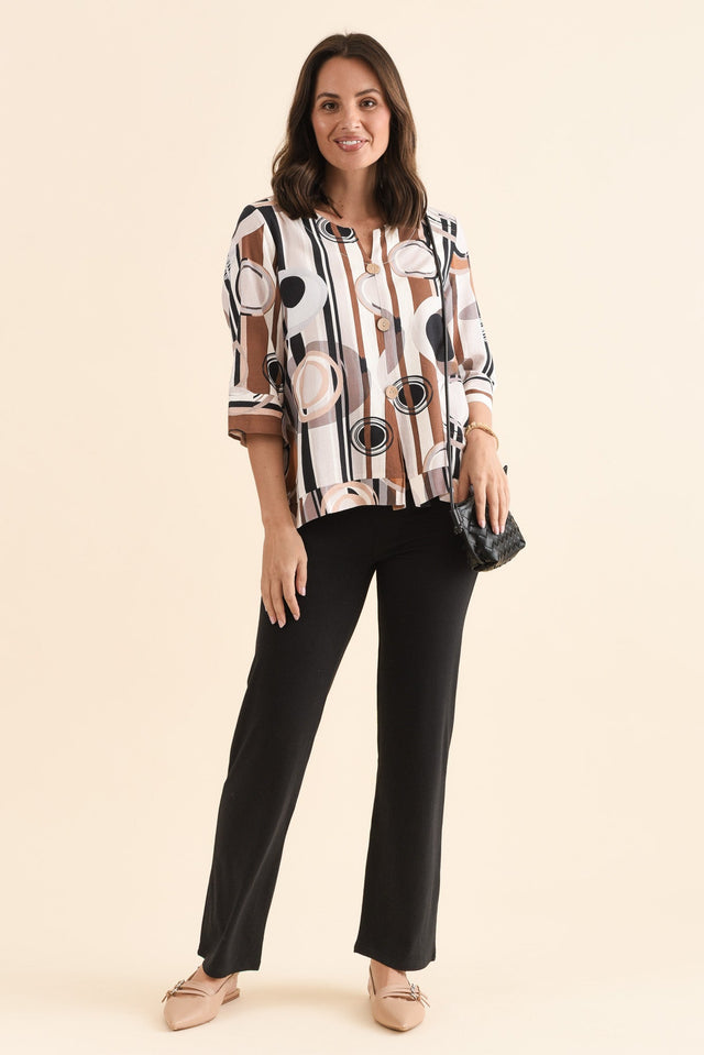 Pamela Black Bamboo Pants - Petite,Full Body,Brunette model,alt text|model:MJ image 3