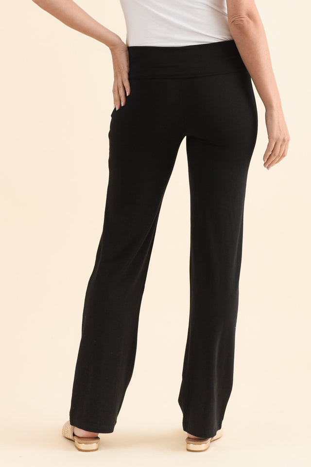 Pamela Black Bamboo Pants,Back,Brunette model,alt text|model:MJ image 6