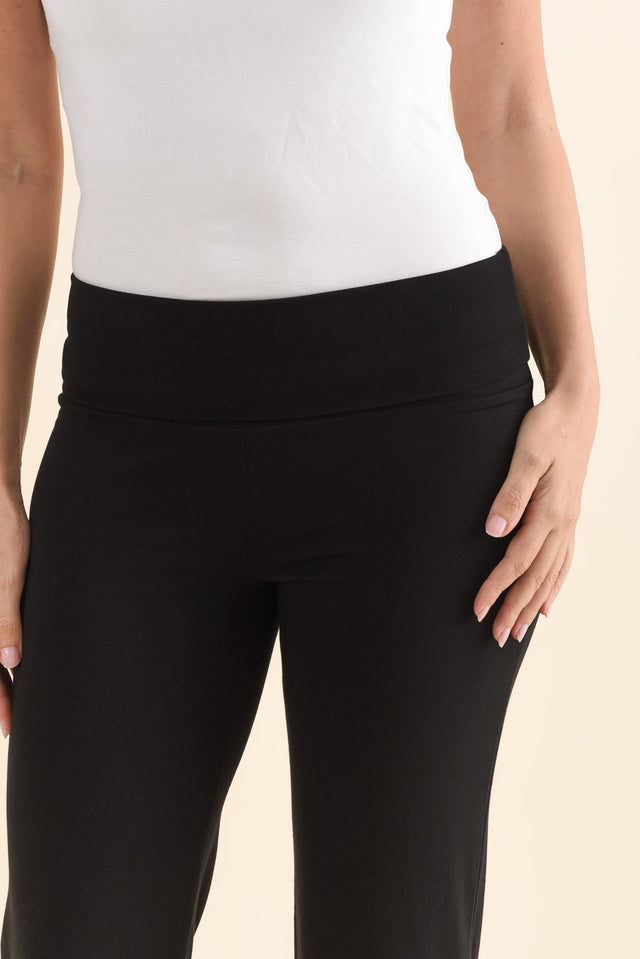 Pamela Black Bamboo Pants,Detail,Brunette model,alt text|model:MJ image 7