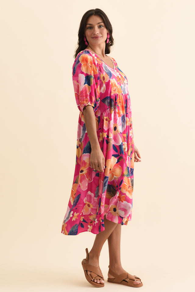 Pansy Pink Floral Pocket Dress,Brunette model,alt text|model:Brontie image 5