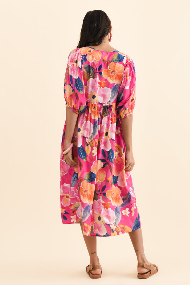 Pansy Pink Floral Pocket Dress,Brunette model,alt text|model:Brontie image 6