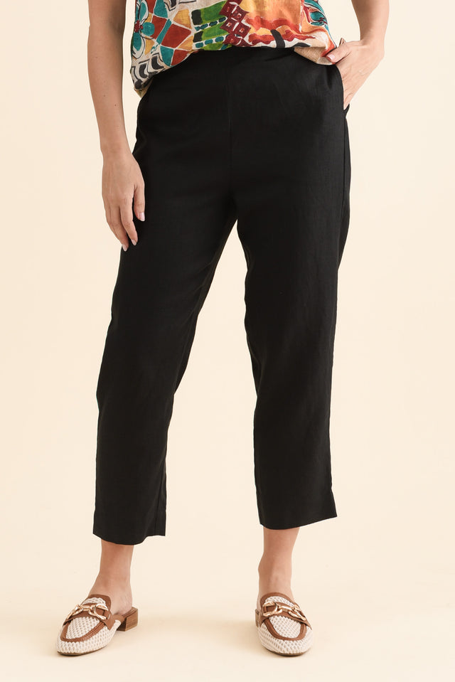 Paolo Black Linen 7/8 Pants image 1