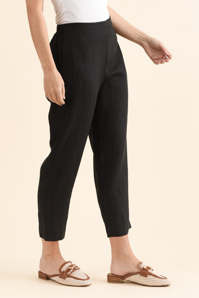 Paolo Black Linen 7/8 Pants image 3