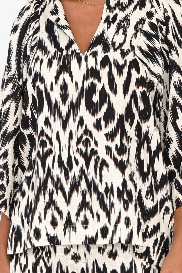 Paradise Brown Abstract Animal Top