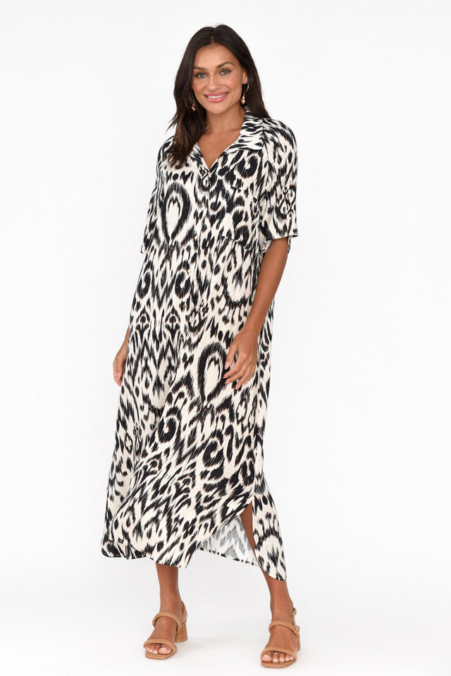 Paradise Brown Abstract Animal Shirt Dress banner image