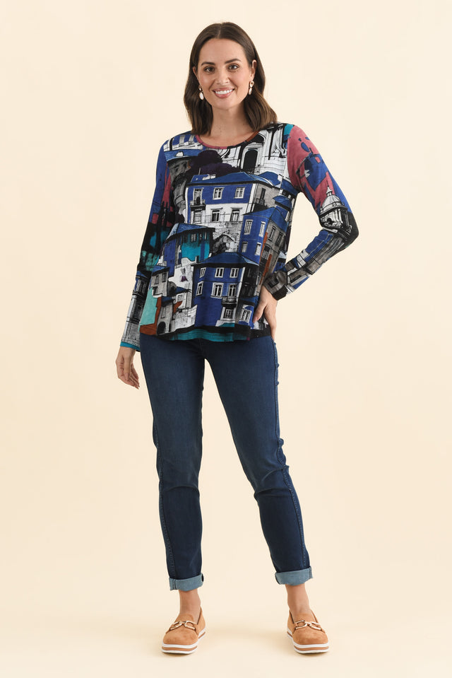 Pari Blue Porto Cotton Long Sleeve Tee,Brunette model,alt text|model:MJ image 7