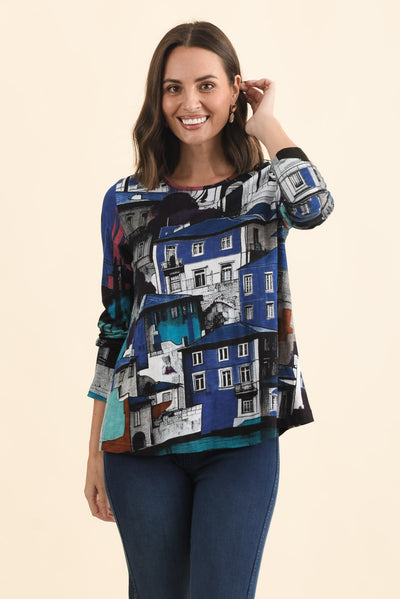 Pari Blue Porto Cotton Long Sleeve Tee