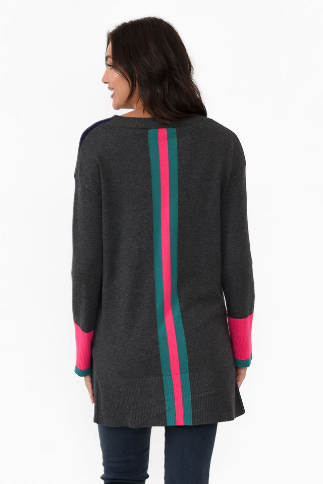 Paris Navy Colour Block Knit Jumper