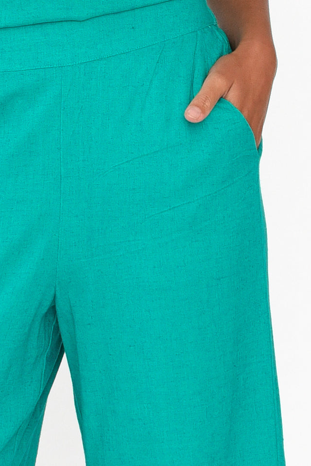 Parker Teal Linen Blend Pants image 6