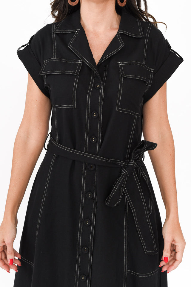 Patricia Black Cotton Blend Tie Dress,Brunette model,alt text|model:Nicole image 7