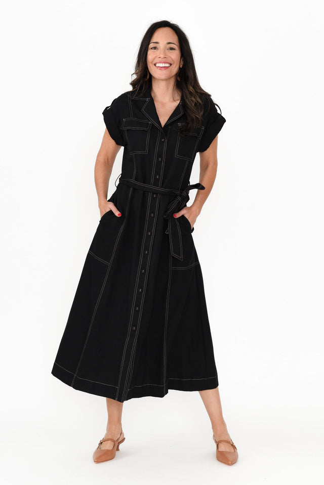Patricia Black Cotton Blend Tie Dress,Brunette model,alt text|model:Nicole image 8