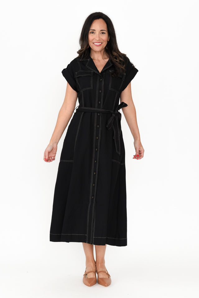 Patricia Black Cotton Blend Tie Dress,Brunette model,alt text|model:Nicole image 4