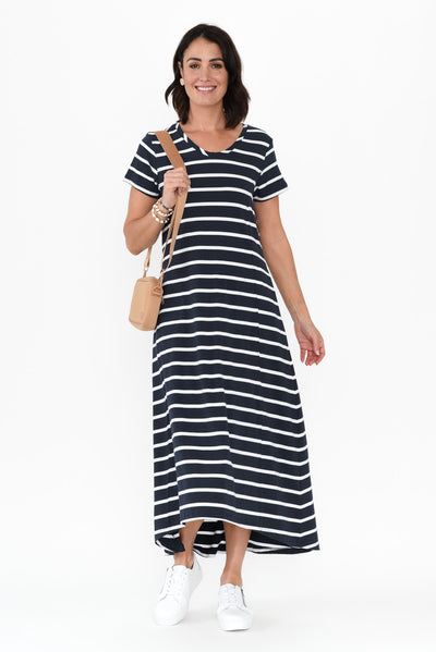 Patrick Indigo Stripe Cotton Pocket Dress