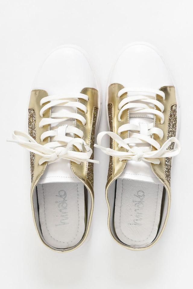 Paz Gold Glitter Leather Mule Sneaker