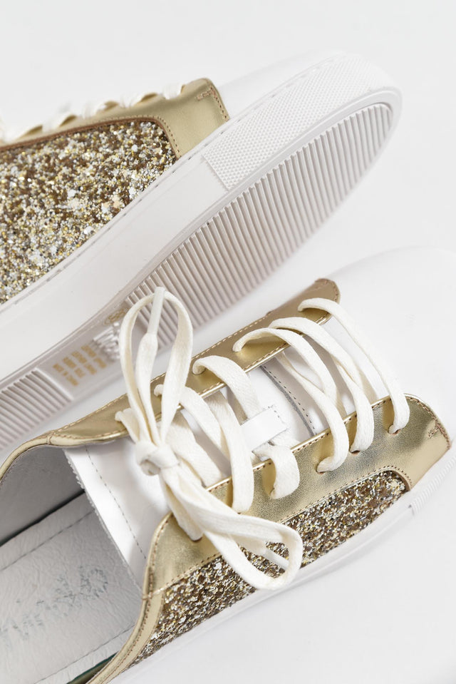 Paz Gold Glitter Leather Mule Sneaker